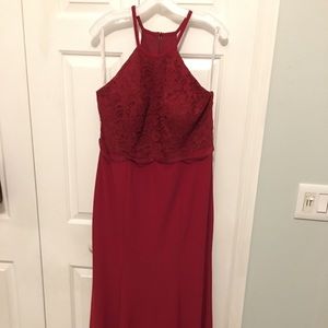Apple Red Lace Bridesmaids Dress